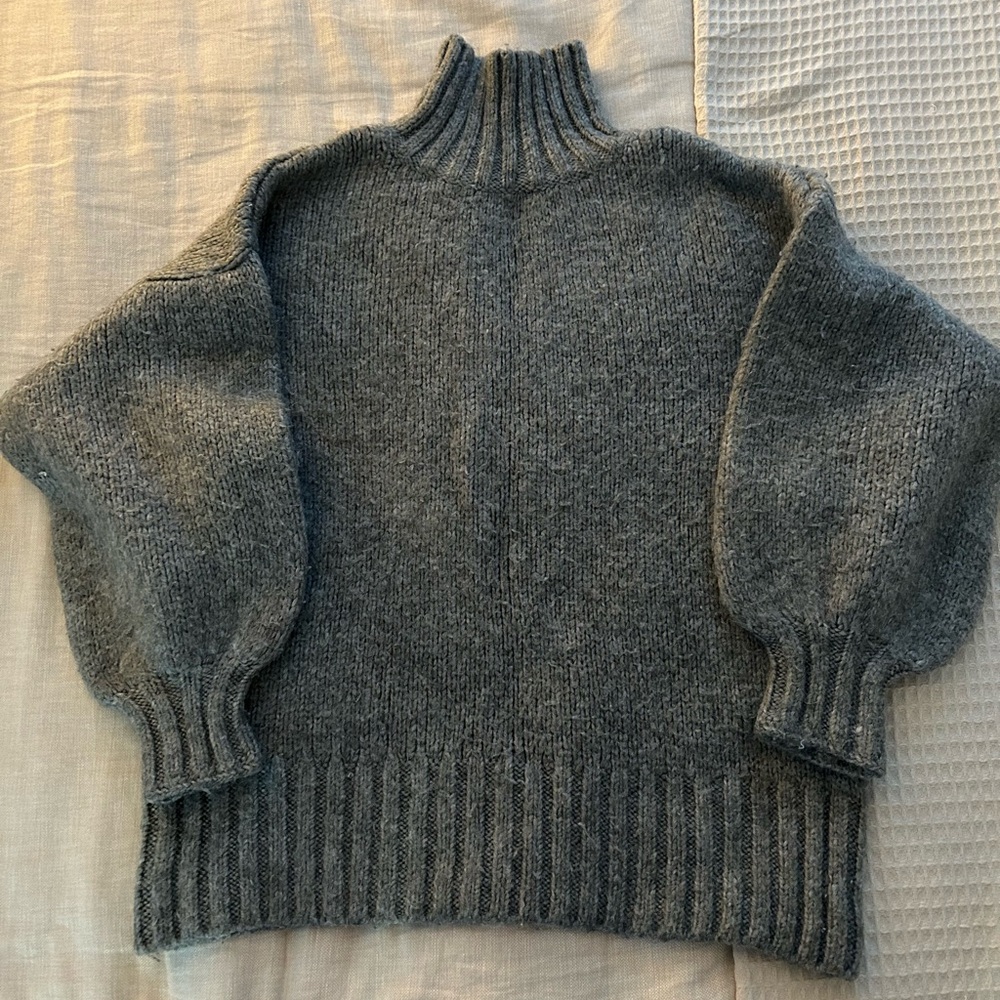 Gray turtleneck sweater